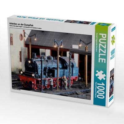 CALVENDO Puzzle Arbeiten an der Dampflok | 1000 Teile Lege-Größe 64x48cm Foto-Puzzle für glückliche Stunden