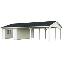 Palmako Garage Roger 19,0 + 33,2 m2 - 44 mm - ohne Tor - weiß lackiert