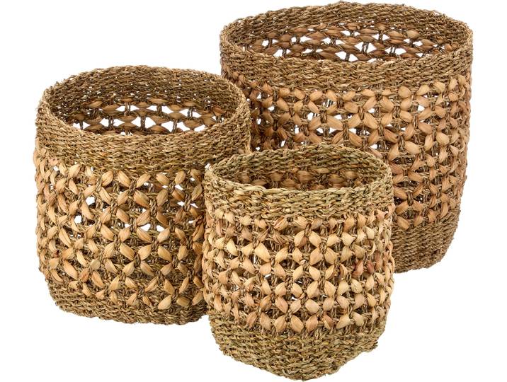 Dekokorb CREATIV HOME Korb , braun, B:28cm H:42cm T:28cm, Geflecht Seegras, Geflecht Wasserhyazinthe, Aufbewahrungsboxen, Dekokorb, mit schönem Flechtmuster