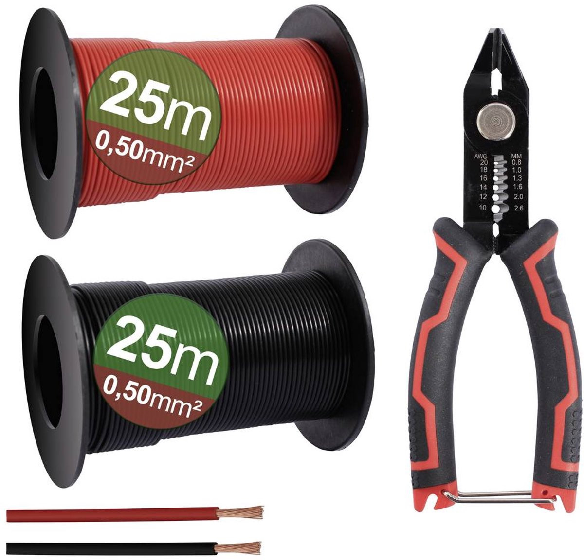 Quadrios 23CW028 Assortiment draden 0,5 mm² Zwart en Rood, 1 set