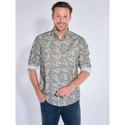engbers Herren sportives Overshirt aus Cord Grün regular gemustert Haifisch - M