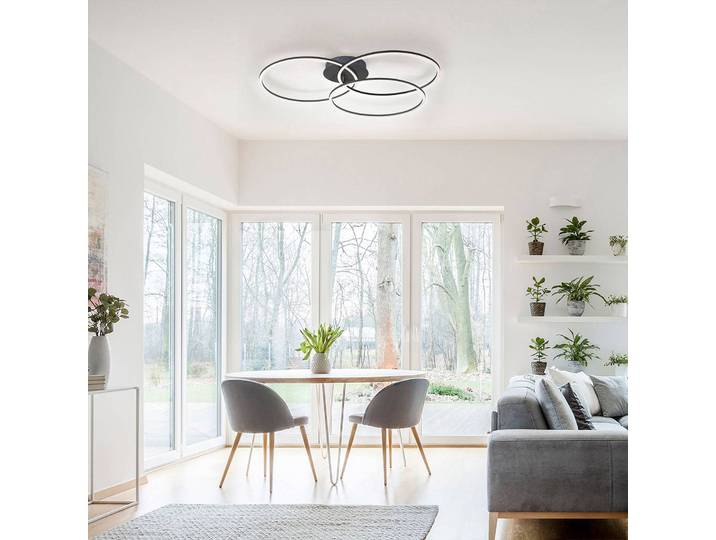 JUST LIGHT. GmbH LED Deckenleuchte Ivanka, dimmbar, schwarz, für Schlafzimmer, Metall, Modern