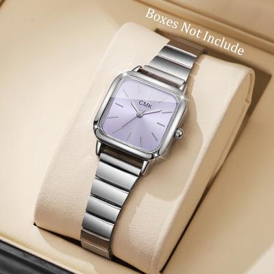 Friendly Fresh Finds Luxury Ultra Thin Quartz Womens Wristwatch Fashion Square Design With Elegant Strap purple