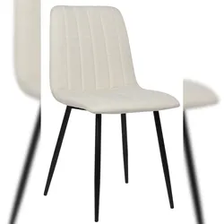 DELUKE® Stuhl LENZ Stoff - 88x45x53cm, creme, Metall Gestell Stühle Esszimmerstühle Stuhl Esszimmer Esstisch Stühle Küchenstuhl
