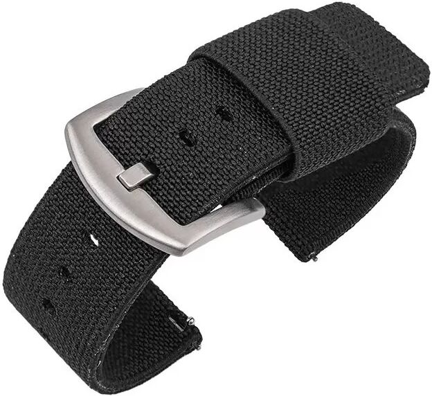 INF Uhrenarmband aus Nylon mit Schnellverschluss-Federstegen Schwarz 22 mm