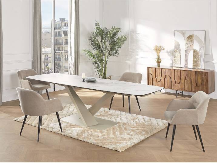 Hochflorteppich mit Relief-Optik - 160 x 230 cm - Off-White - MAZE