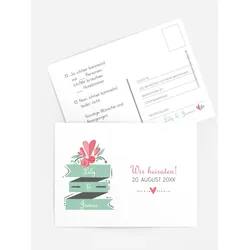 Antwortkarten Hochzeit selbst gestalten mit Spruch und Fotos im Onlinedesigner bei Meine-Kartenmanufaktur.de
