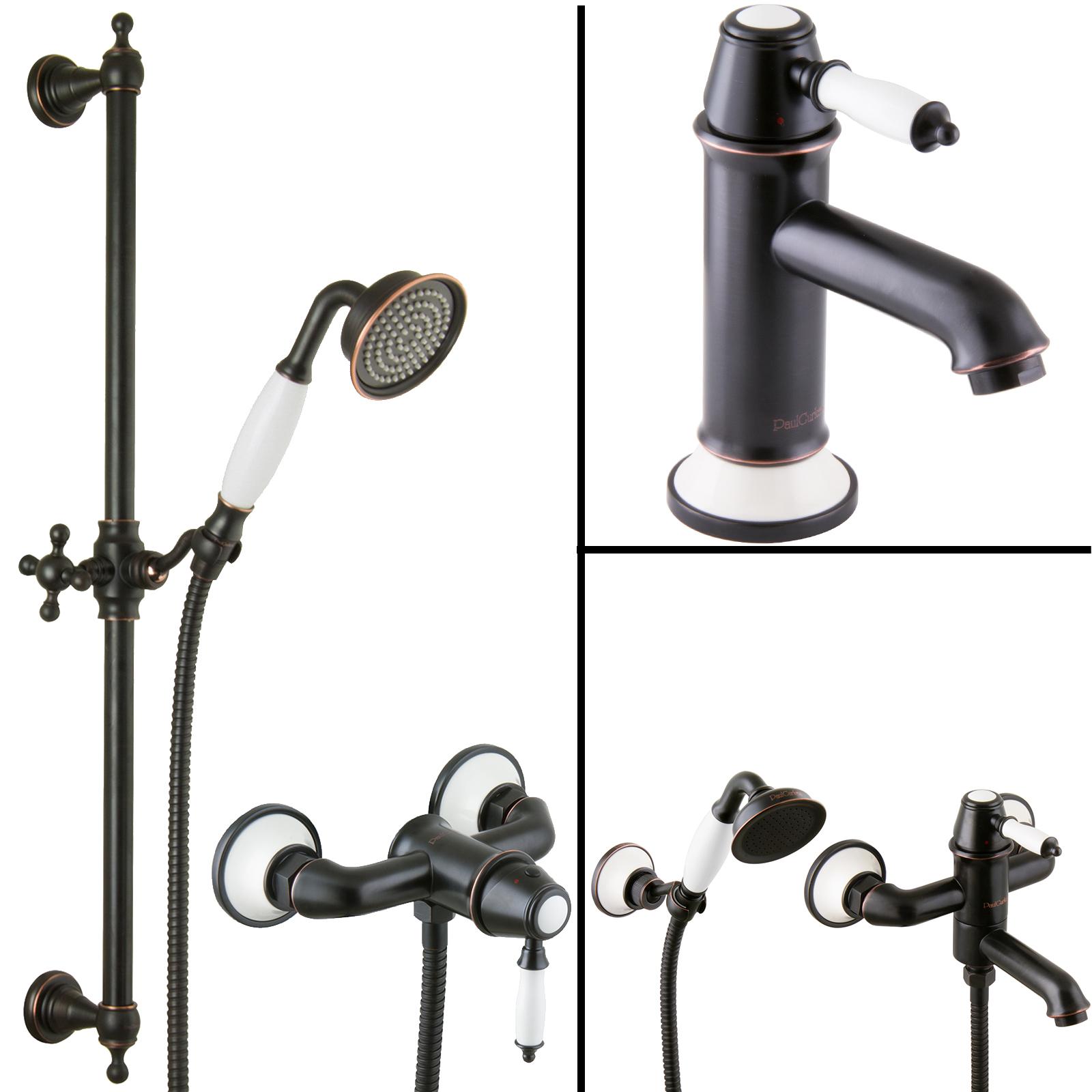 PaulGurkes Nostalgie Armaturen Set Schwarz Retro Einhandmischer