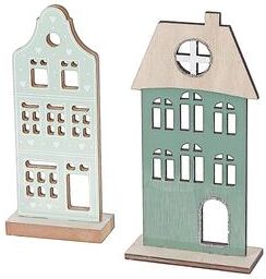 IH Casa Decor Wooden House Decor Set Of 2
