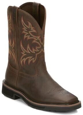 "Justin Original Workboots Driller 11"" Square Toe - Mens 8 Brown Boot E2"