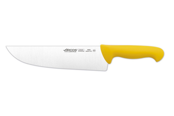 Arcos Prof 296000 Slagersmes met geel polypropyleen handvat en 25 cm Nitrum roestvrijstalen lemmet