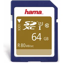 Hama SDHC 64GB Class 10 UHS-I (64 GB, SDXC, U1, UHS-I), Speicherkarte, Blau