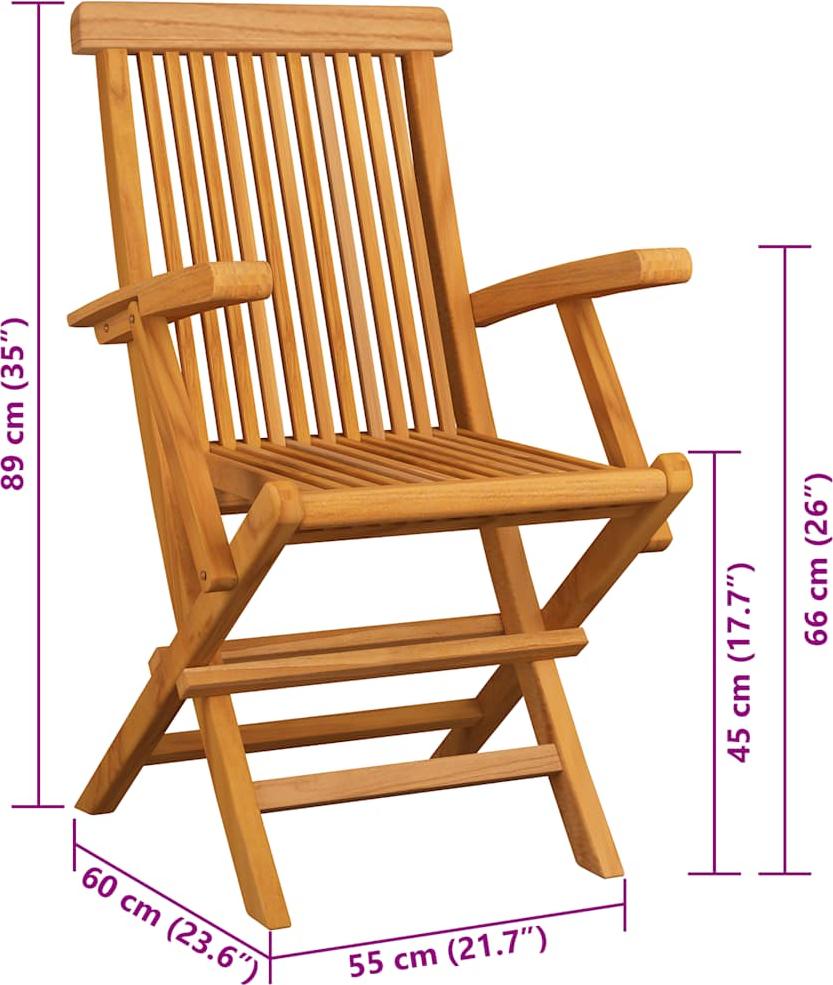 vidaXL Klappstühle mit cremefarbenen Kissen, 6-teilig, Massivholz Teakholz