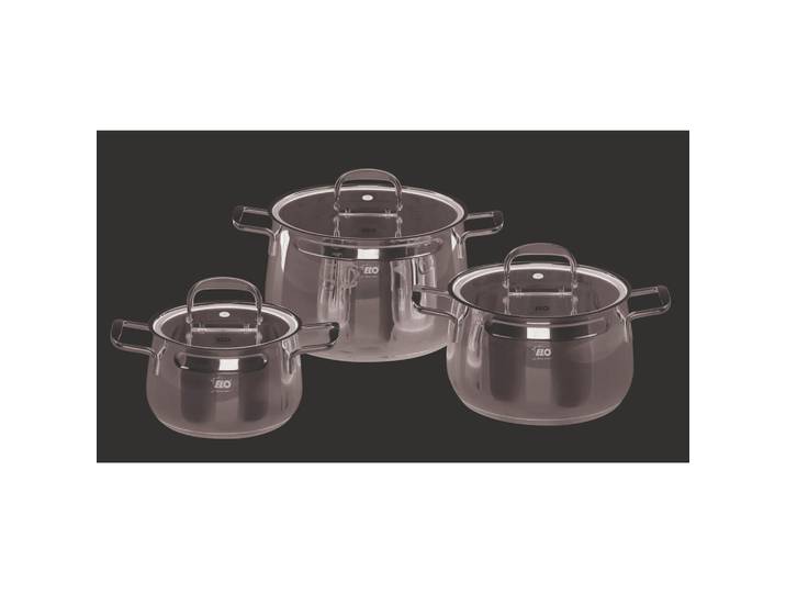 ELO Kochtopfset Mystery, Silber, Metall, 3-teilig, 16 cm,20 cm, 1,8 L,3,8 L,6,7 L, bauchig, 30x28x31 cm, Messskala, backofengeeignet, rostfrei, stapelbar, hitzebeständig, Sandwichboden, verkapselter Sandwichboden,backofengeeignet, Kochen, Töpfe, Topfsets