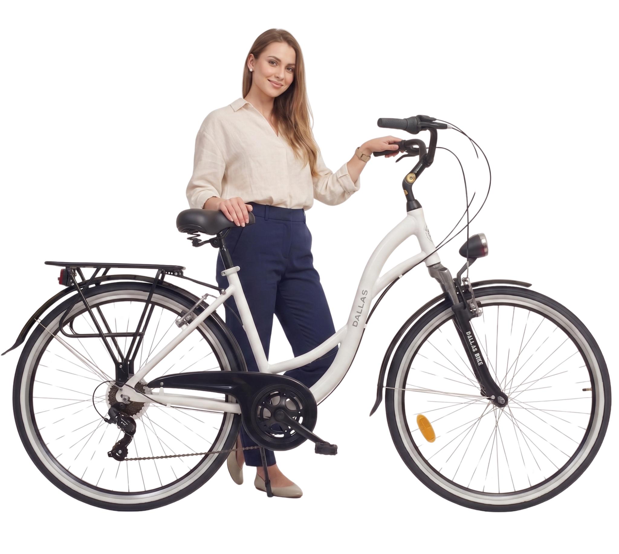 Dallas Bike Fahrrad 28 Zoll - mit Federgabel - Shimano 7-Gang - Aluminium Rahmen L 19" - Weiß-Schwarz