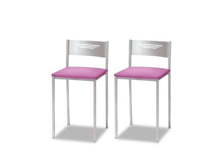 ASTIMESA Zwei Küchenhocker mit Rückenlehne Kunstleder Rosa, Sitzhöhe 45 cm
