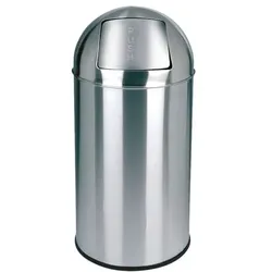 cookmax Mülleimer mit Push-Deckel Edelstahl poliert 40 Liter silber, 35x74x35 cm