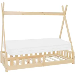 KINDERBETT Tipi mit Matratze 80x160 cm Natur