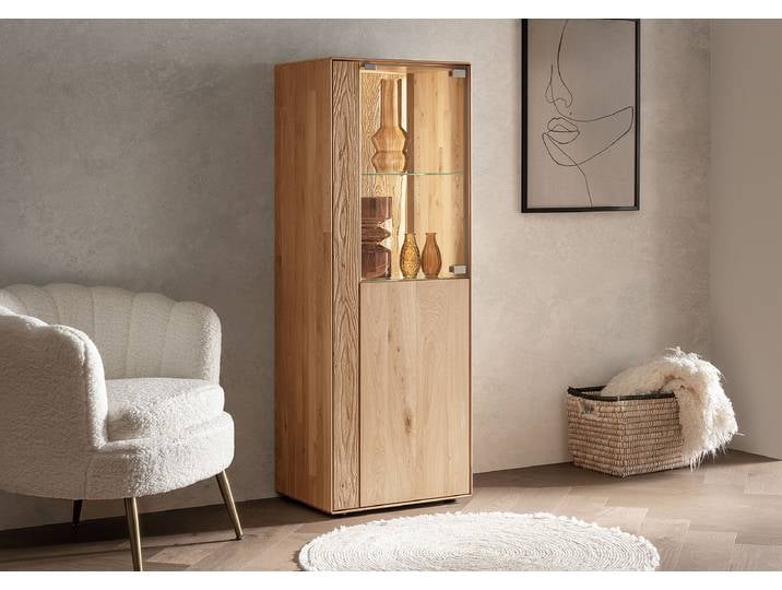 Massives Highboard 55cm Türanschlag rechts Holz/Braun