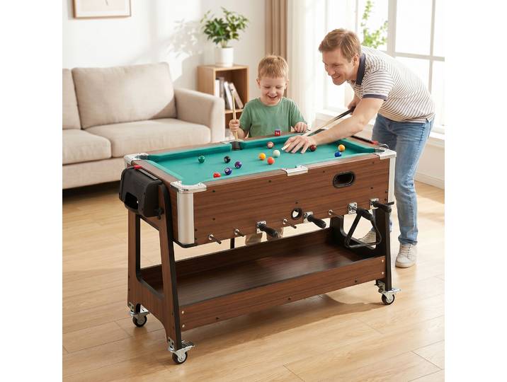 SPORTNOW Table Multijeux 3-en-1 Baby-foot Billard Air Hockey Noyer