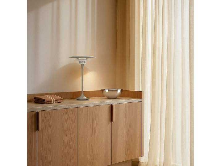 Diablo Tischleuchte, Höhe 48 cm, greige, Metall, G9 - Belid - Wohnzimmer - Design - Einflammig