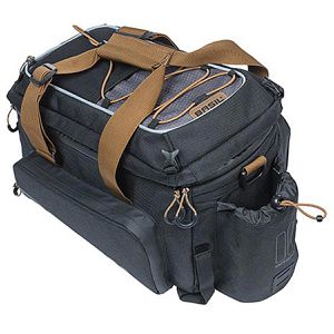 Basil Gepäckträgertasche Miles XL Pro, schwarz-braun, 36 Liter, Schultertasche, wasserdicht, reflektierend