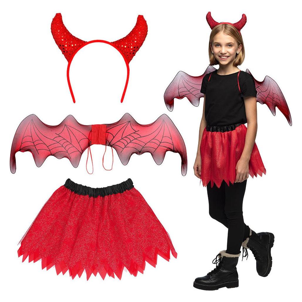 Boland Teufel Kinderset:Hörner, Flügel und Tutu (One Size) (73210)