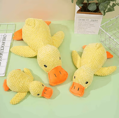 Inspire Curations DreamDuck Calming Plush Toy Squeaky Sleep Aid Companion For Dogs & Puppies mix 3pcs