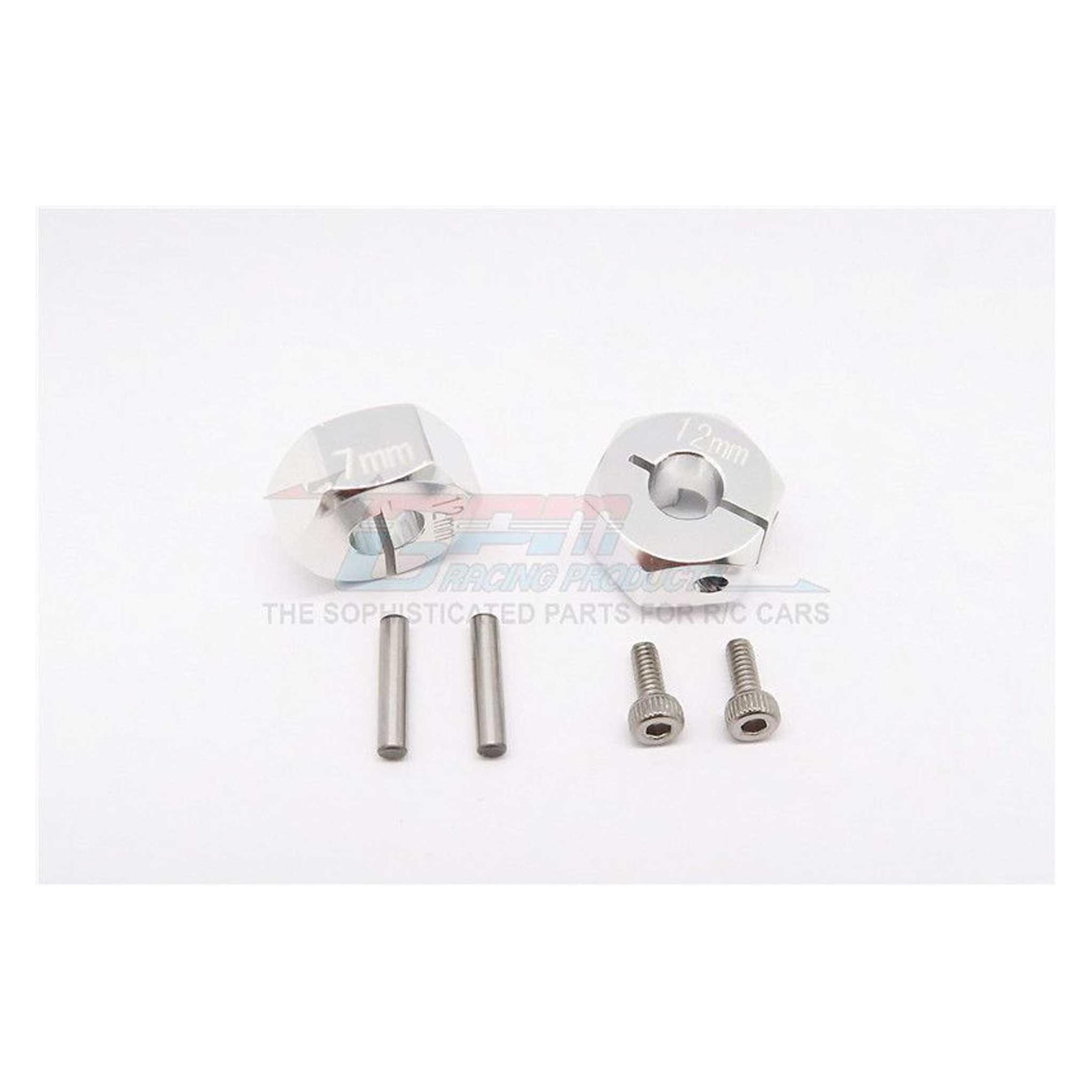 GPM Aluminium Hex Adapter 12x7mm silber Tamiya TT02B (GPMTT2B010/12X7S)
