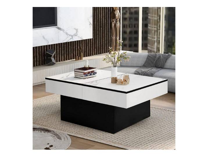 LuxusKollektion Couchtisch Couchtisch ausziehbar weiß Marmorierung (1-St)