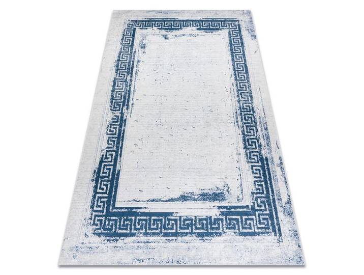 Tapis lavable ANDRE 1213 Grec vintage antidérapant - blanc / bleu - 160x220 cm