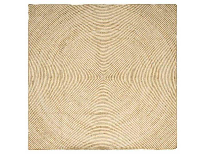 Tapis rond en jute - - 240x240 cm - Naturel et Blanc - Lavable en machine - Artisanal - Écologique
