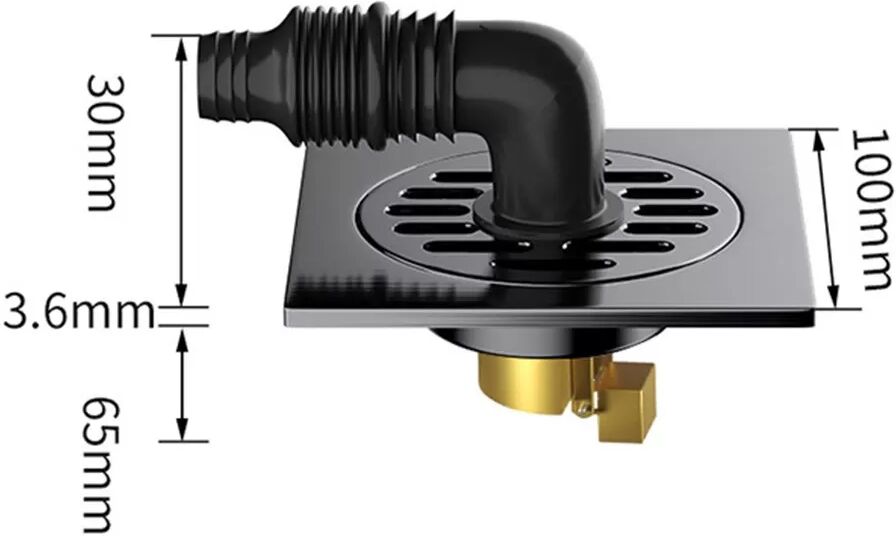INF Siphon de sol semi-fermé gris canon avec noyau en cuivre pour machine à laver