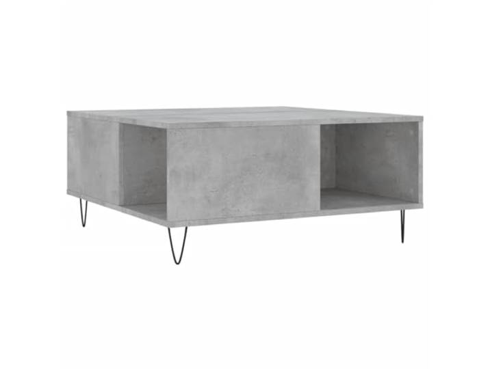 LASWWQMRF Couchtisch Betongrau 80x80x36,5 cm Sofatisch Holzwerkstoff Moderner Beistelltisch in Beton-Optik mit metallenen Beinen und integriertem Stauraum für das Wohnzimmer.