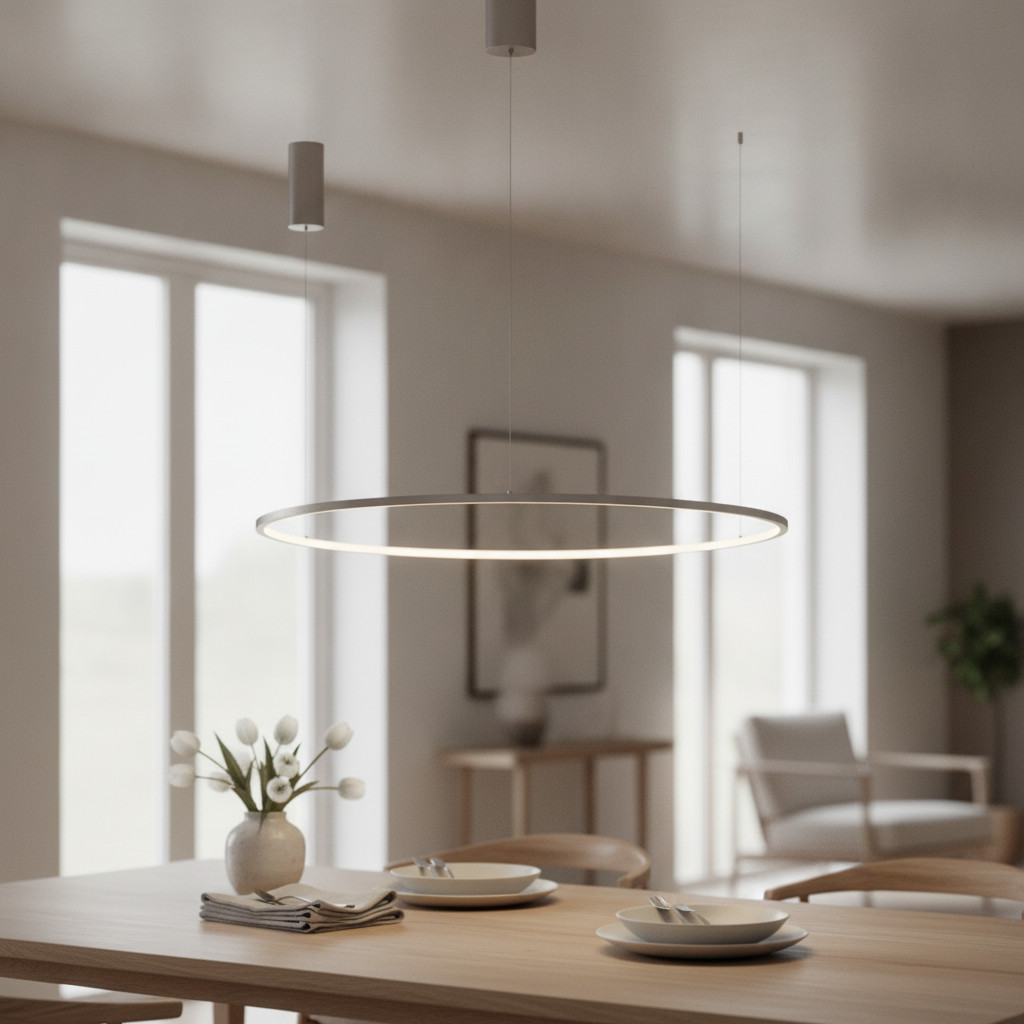 Lyora Ronde hanglamp Tarquin zilvergrijs Ø 100cm