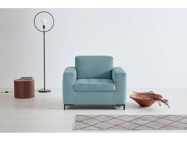 Sessel GOODPRODUCT Grazzo Loungesessel, moderne Sitzheftung, bequemer Einzelsessel , blau (eisblau), B:101cm H:80cm T:86cm, 100% Polyester (recycelt), Sessel, Sessel, hochwertige Stoffe aus recyceltem Material, Steppung im Sitzbereich