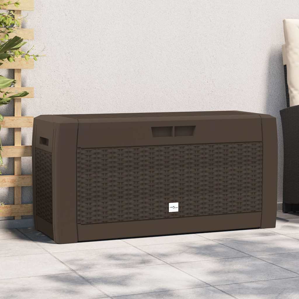 vidaXL Caja de almacenaje de jardín polipropileno marrón 119x48x60 cm Marrón
