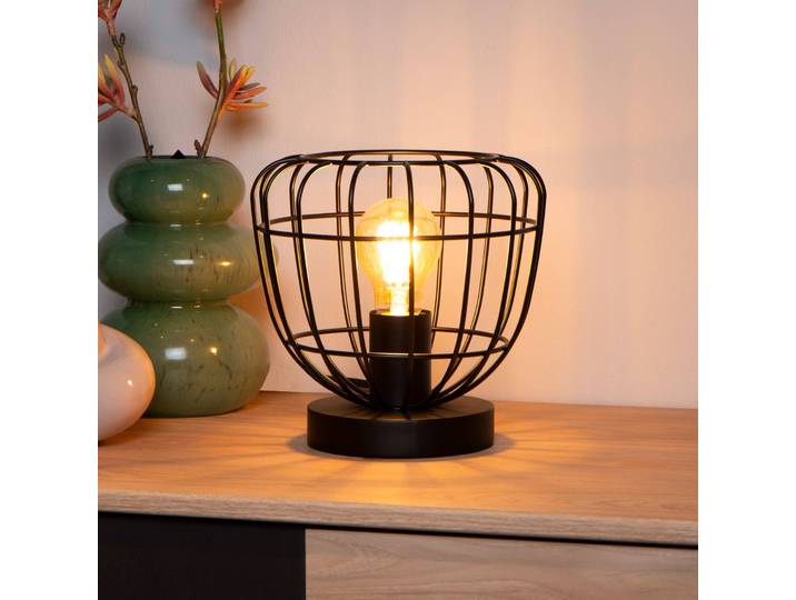 Tafellamp Filox, zwart, Woon-/ Eetkamer, metaal, Vintage, Tafellamp