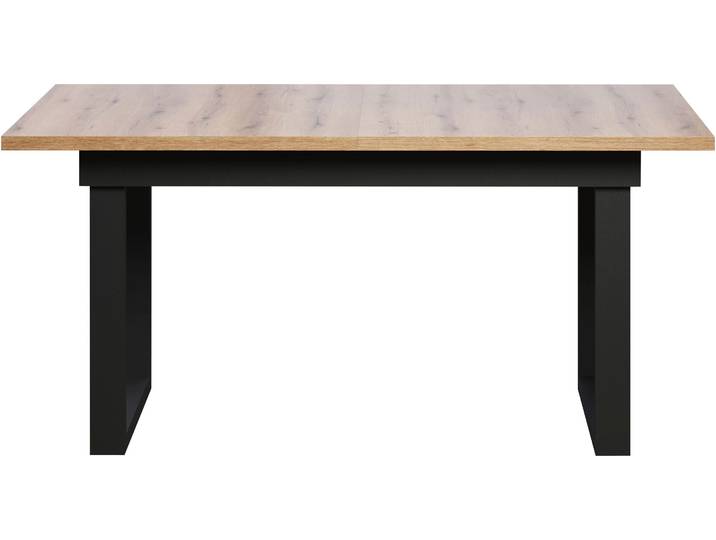 Esstisch HOME AFFAIRE Valencia , schwarz (eiche evoke, schwarz, eiche evoke), H:76cm T:90cm, Tische, Esstisch, Synchroauszug; Metallkufen, ausziehbar auf 200 cm