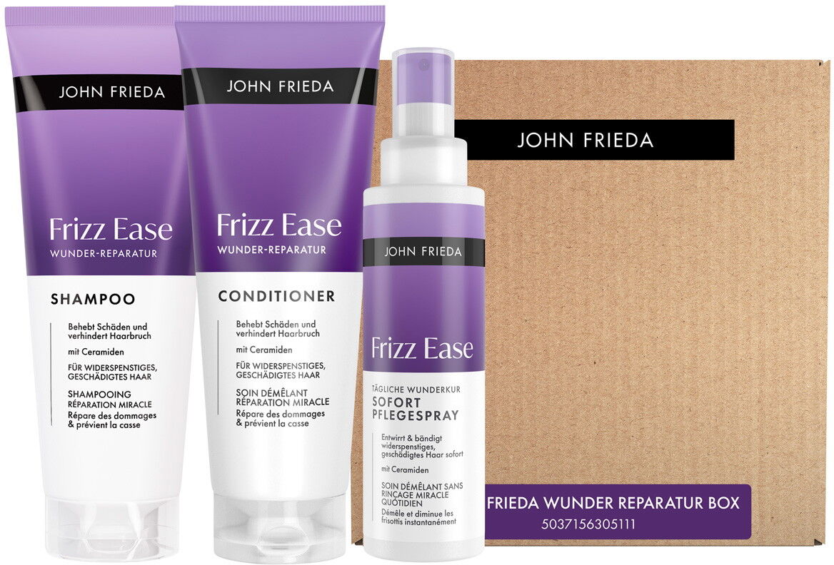 700ml JOHN FRIEDA Frizz Ease Wunder Reparatur Box (Shampoo 250ml + Conditioner 250ml + Spray 200ml)