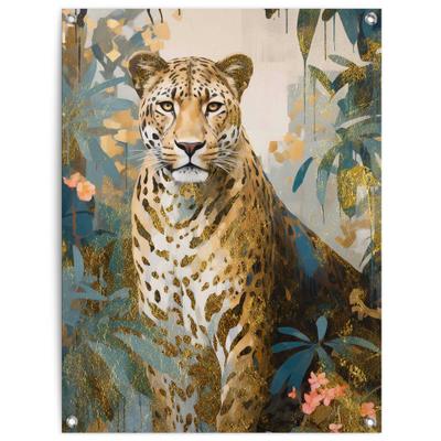 Poster REINDERS "Gold Cat", grün (farbe bild(er): grün), B:60cm H:80cm T:0,1cm, Bilder, Poster, Garten - Dschungel - Blumen - Grün - Leinwand - Tiere - 60x80 cm