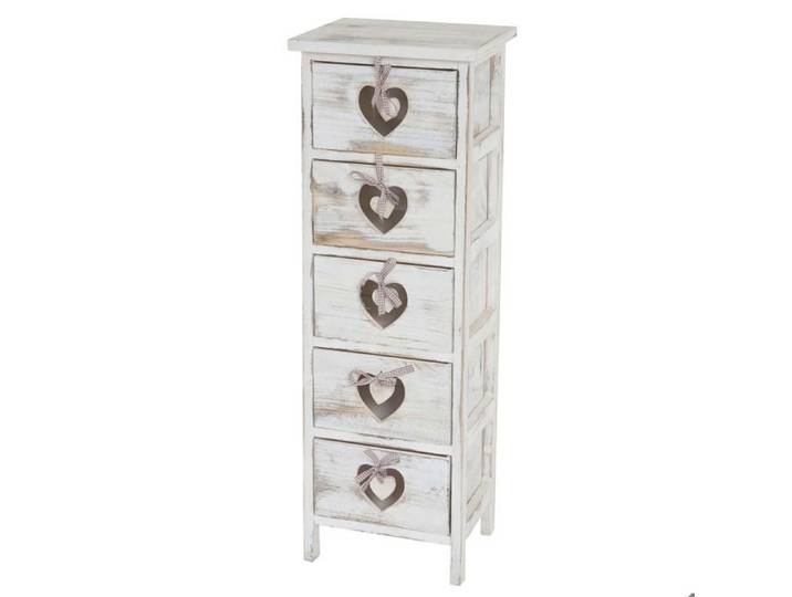 Commode - Coode - 5 tiroirs - Bois de paulownia - Vintage - Motif coeurs