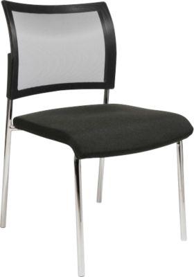 Besucherstuhl, 4-Fuß, Netz, ohne Armlehnen, im 2er-Set, schwarz