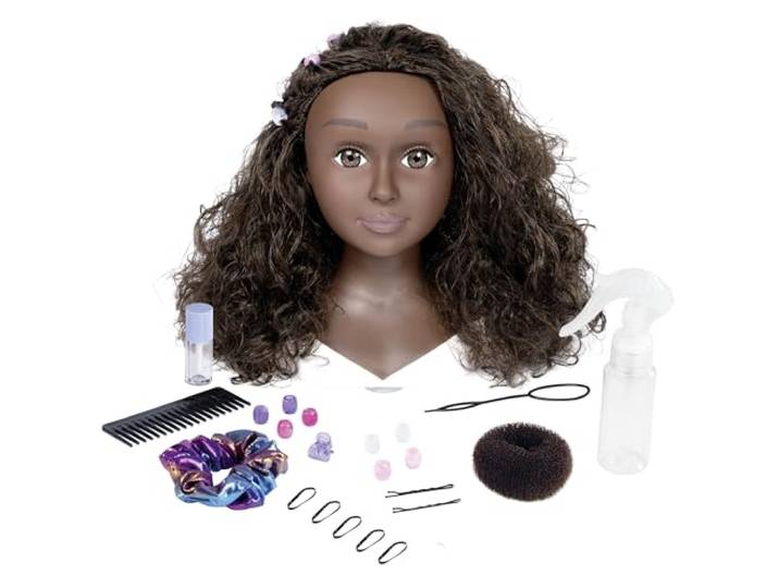 Smoby - My Beauty - Afro Styling Hoofd - Kinderspeelgoed - 23 Accessoires - Thermosensitieve Make-up - Zuignappen - Vanaf 3 jaar