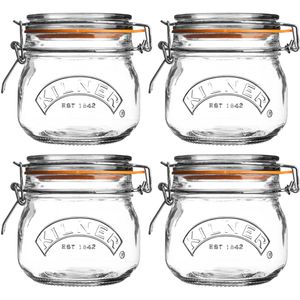 Kilner Einmachglas 0025.490, mit Bügelverschluss, 500 ml, rund, zum Einkochen, luftdicht, 4 Stück
