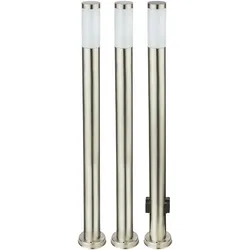 3x RGB LED Außen Steh Lampen FERNBEDIENUNG Garten Steckdosen Edelstahl Terrassen Leuchten dimmbar
