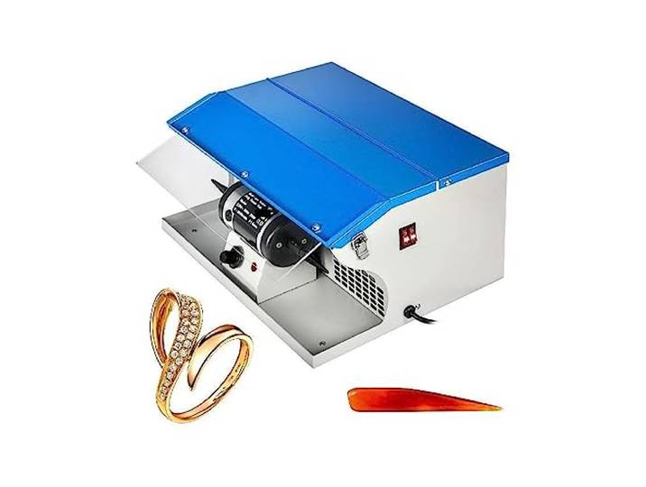 Magnetischer Becher, 200-W-Schmuckpolier- und Poliermaschine, Staubsammler mit heller Tischplatte for die Herstellung Wartung von Schmuckmetallen