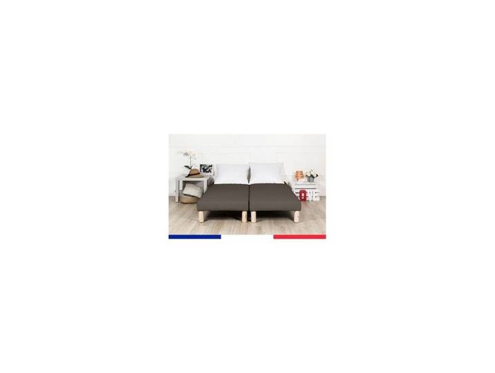 SOMMIER TAPISSIER MARRON 100X200X2 (200X200) FABRICATION FRANCAISE ARTISANALE PIEDS OFFERT HAUTEUR AVEC PIEDS 27CM -