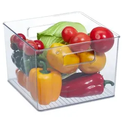 Relaxdays 3 x Kühlschrank Organizer mit Griffen Transparent
