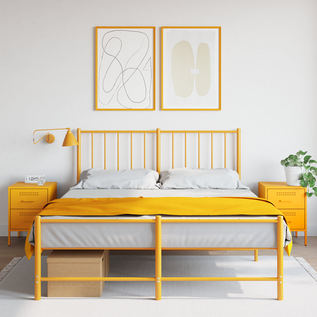 Brayden Studio Loredana Bedside Cabinet 36 x 39 x 50.5 cm Steel Yellow 50.5cm H X 36cm W X 39cm D